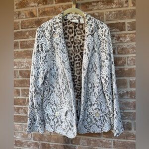 Chico's Floral Leopard & Lace Blazer Size 3/XL